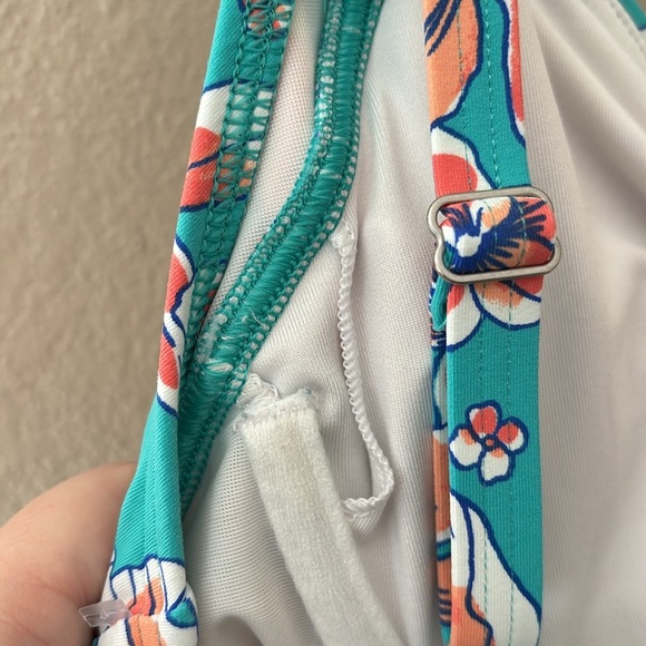 Women’s Lands End Tankini Top, Size 10L, Teal Floral - Picture 6 of 7